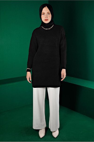 TRENDTESETTÜR WOMEN'S BLACK TRICOT TUNIC T 43121