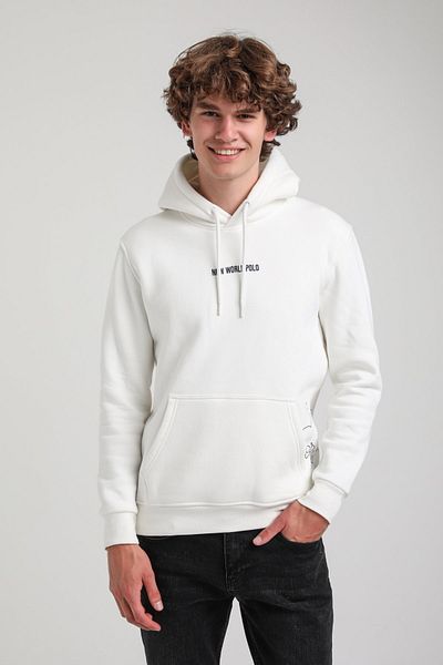 NEW WORLD POLO Hooded Ecru Slim Fit Hoodie 23Fwm64044