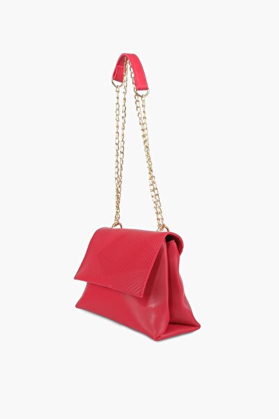 WATCHOFROYAL Red Asymmetric Patterned Gold Strap Crossbody and Shoulder Bag Silvia