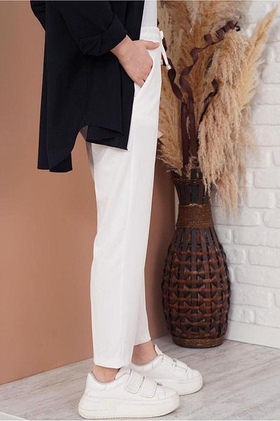 TRENDTESETTÜR Pantaloni de cauciuc cu talie albă pentru femei T 4266