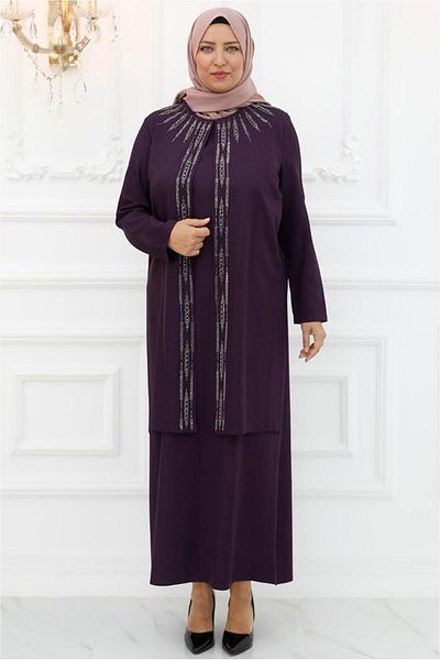 TRENDTESETTÜR ROCHIE DE SEARA DE PIATRA PURPLE PENTRU FEMEI T 1921