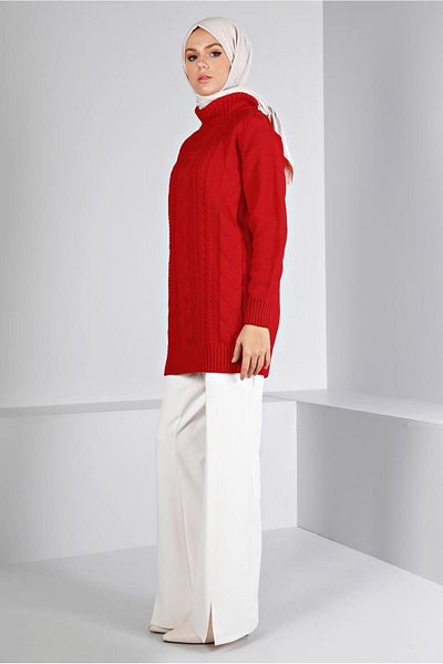 TRENDTESETTÜR WOMEN'S RED KNITWEAR TUNIC T 43135