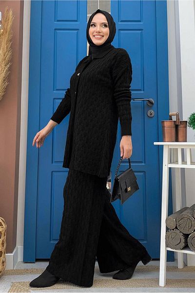 TRENDTESETTÜR ΓΥΝΑΙΚΕΙΟ ΣΕΤ ΠΛΕΚΤΟ ΜΑΥΡΟ ΠΑΝΤΕΛΟΝΙ T 11332