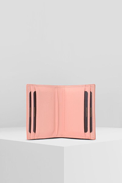 WATCHOFROYAL PATTERNED POWDER PINK CARD HOLDER 8 PIECES CARD COMPARTMENT SPEED LOCK SYSTEM DESIGN WALLET COAT