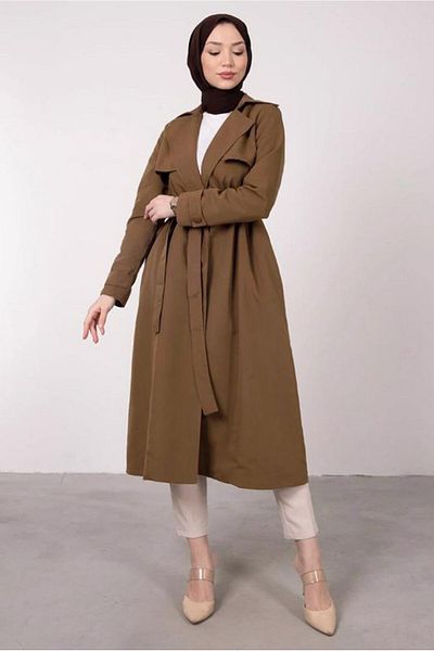 TRENDTESETTÜR Γυναικεία καμπαρντίνα με διπλό γιακά με ζώνη και τσέπες T 1331