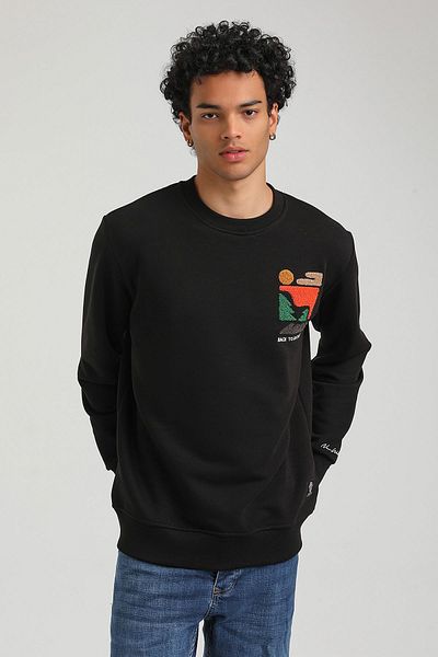 NEW WORLD POLO Crew Neck Black Slim Fit Sweatshirt 23FWM60151