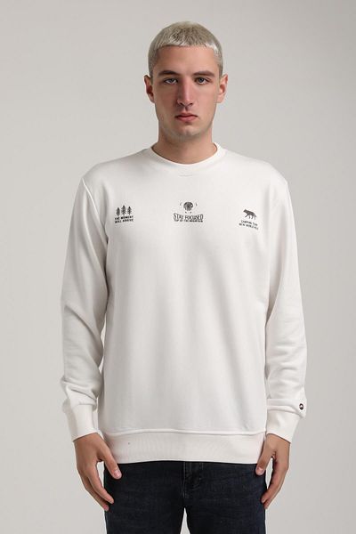 NEW WORLD POLO Crew Neck Ecru Slim Fit Sweatshirt 24Fwm60188