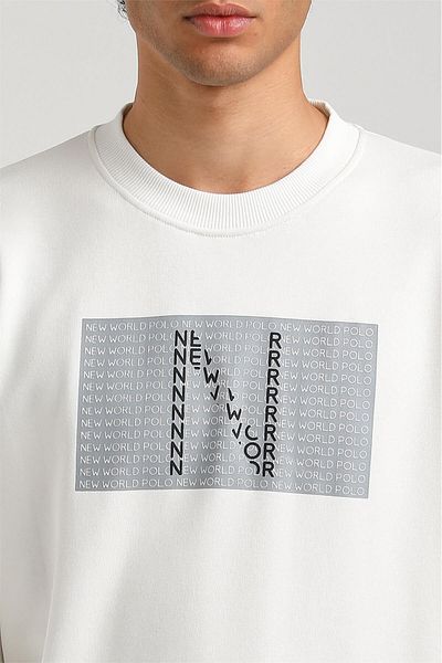 NEW WORLD POLO Crew Neck Ecru Slim Fit Sweatshirt 23FWM60152