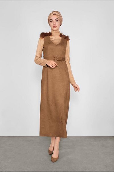 Alvina Suede Gilet με λεπτομέρεια γούνας στους ώμους 41119