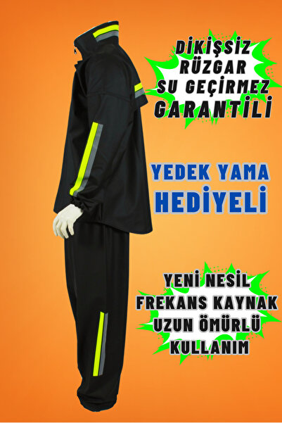 by yağmur Reflektörlü Motorcu Yağmurluğu Kurye Yağmurluğu Alt Üst Takımı - Rü...
