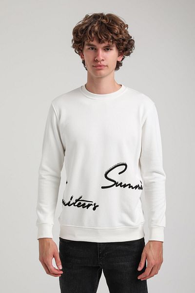 NEW WORLD POLO Crew Neck Ecru Slim Fit Sweatshirt 23Fwm60150