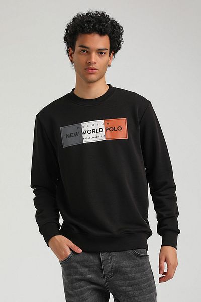 NEW WORLD POLO Crew Neck Black Slim Fit Sweatshirt 23FWM60155