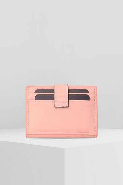 WATCHOFROYAL PATTERNED POWDER PINK CARD HOLDER 8 PIECES CARD COMPARTMENT SPEED LOCK SYSTEM DESIGN WALLET COAT