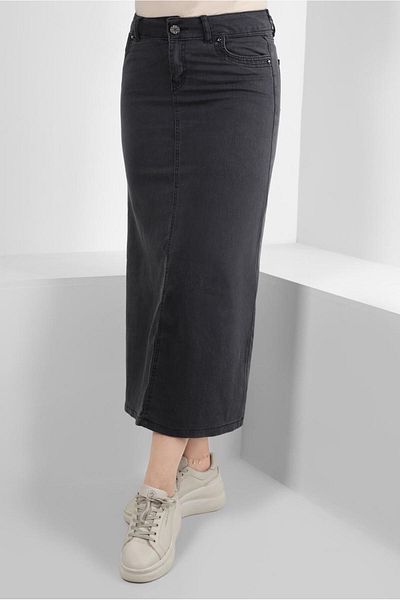 TRENDTESETTÜR Γυναικεία τζιν φούστα ANTRESIT Grey Pocket - T 8012