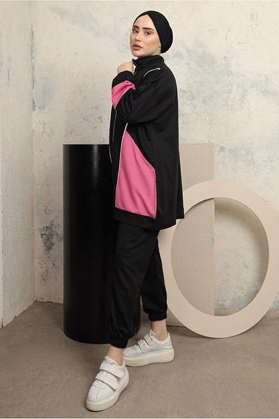 TRENDTESETTÜR ΓΥΝΑΙΚΕΙΟ ΣΕΤ ΠΑΝΤΕΛΟΝΙ ΜΑΥΡΟ COLOR BLOCK T 0043