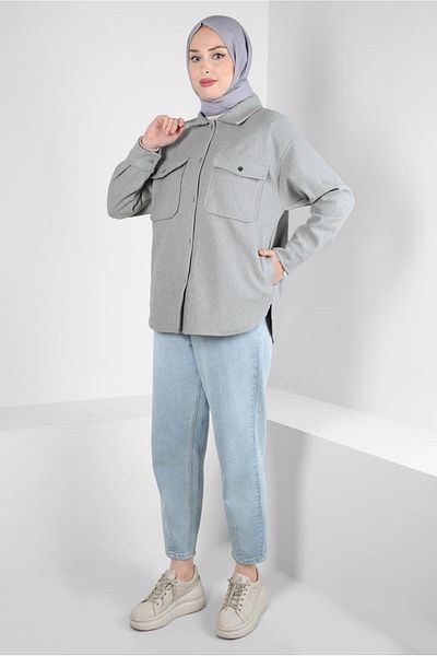 TRENDTESETTÜR WOMEN'S GRAY BUCKET SHIRT T 1511