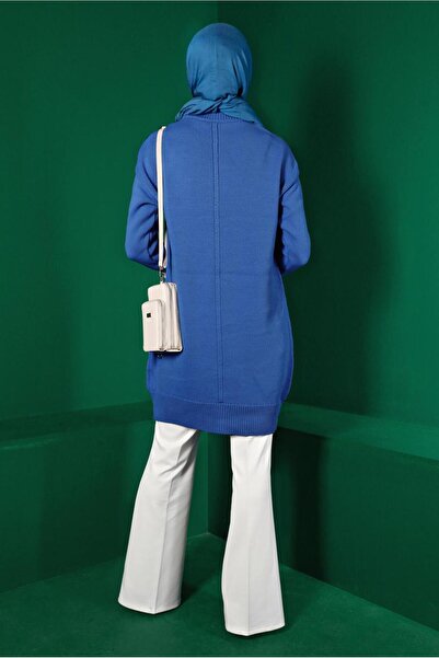 TRENDTESETTÜR WOMEN'S BLUE (NAIL BLUE) KNITWEAR TUNIC T 43120