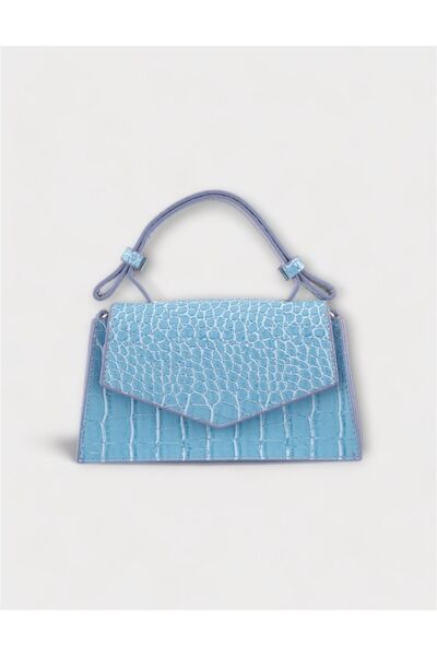 WATCHOFROYAL Blue Croco Patterned Women's Bag - Mini, Hand and Cross Strap Alessia