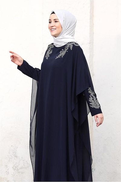 TRENDTESETTÜR ROCHIE DE SEARĂ PELERINA ALBASTRU ÎNCHIS PENTRU FEMEI T 4031