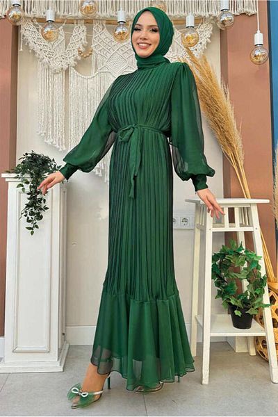 TRENDTESETTÜR ΓΥΝΑΙΚΕΙΟ ΠΡΑΣΙΝΟ (ΣΜΑΡΑΓΔΙΚΟ) ΦΟΡΕΜΑ ΠΙΠΙΛΕΤΑ ΜΕ ΖΩΝΗ T 4973
