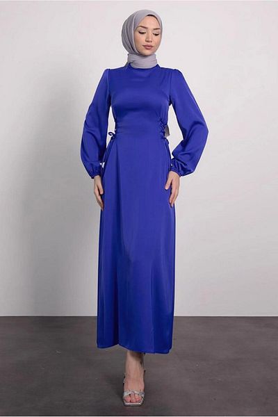 TRENDTESETTÜR Γυναικείο φόρεμα Navy Blue Satin - T 8495