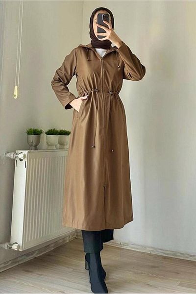 TRENDTESETTÜR Γυναικεία καμπαρντίνα με κουκούλα με κορδόνι στη μέση T 1495