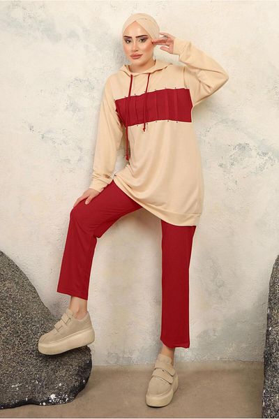 TRENDTESETTÜR WOMEN'S RED Hooded Pants Suit T 2943