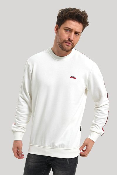 NEW WORLD POLO Crew Neck Ecru Slim Fit Sweatshirt 23FWM60145