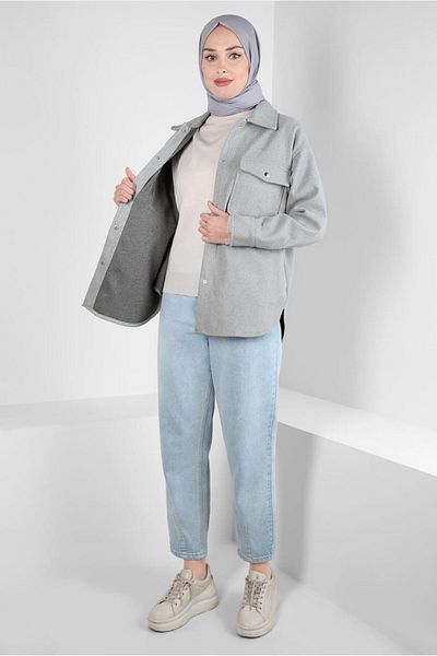 TRENDTESETTÜR WOMEN'S GRAY BUCKET SHIRT T 1511