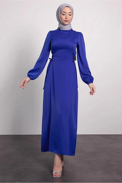 TRENDTESETTÜR Γυναικείο φόρεμα Navy Blue Satin - T 8495