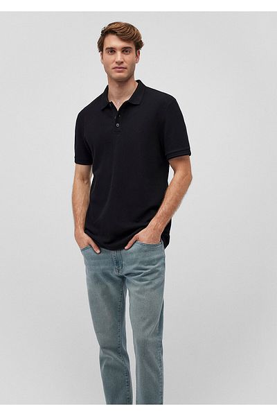 Mavi Schwarzes Polo-T-Shirt Slim Fit / Schmaler Schnitt 064946-21842