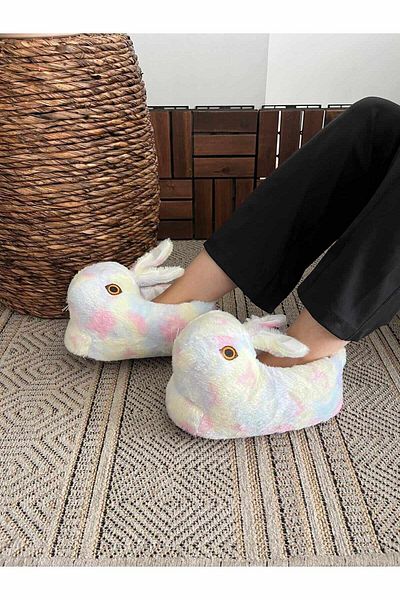 Behtah Kundura Unisex Rabbit Figured βελούδινες παντόφλες - Keep Foot Warm Home Boots