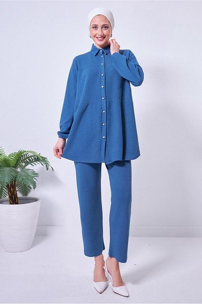 TRENDTESETTÜR ΓΥΝΑΙΚΕΙΟ ΣΕΤ ΣΚΟΥΡΟ ΜΠΛΕ (INDIGO) ΠΑΝΤΕΛΟΝΙ T 2443