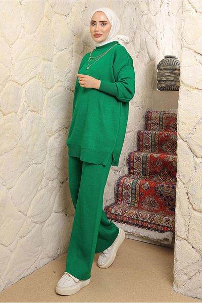 TRENDTESETTÜR ΓΥΝΑΙΚΕΙΟ ΠΡΑΣΙΝΟ (BENETTON) ΣΕΤ ΠΑΝΤΕΛΟΝΙ ΜΕ ΛΕΠΤΟΜΕΡΗ ΑΛΥΣΙΔΑ T 8058