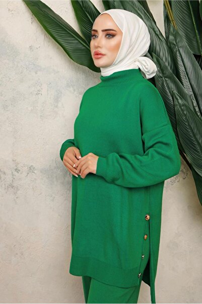 TRENDTESETTÜR WOMEN'S GREEN (BENETTON) THROAT COLLAR DOUBLE PANT TRICOT SUIT T 0108