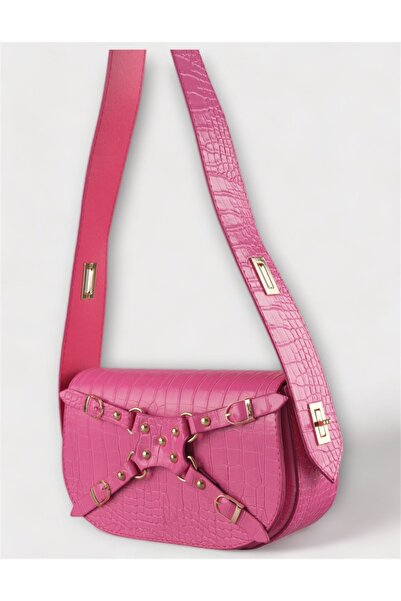 WATCHOFROYAL Women's Bag Pink Front Detailed Patterned Shoulder and Hand Bag Saint Marie