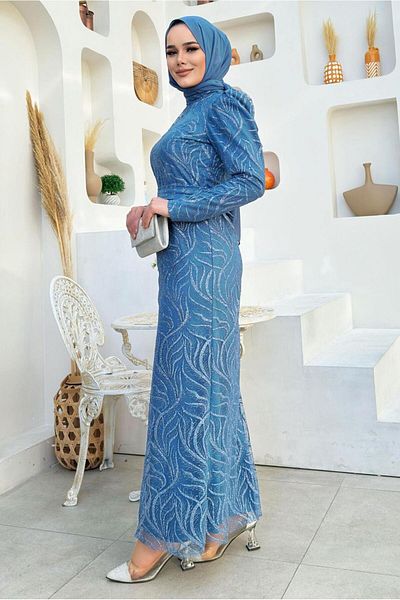 TRENDTESETTÜR ROCHIE DE SEARĂ CU MODEL ALBASTRU ÎNCHIS (INDIGO) PENTRU FEMEI T 0411