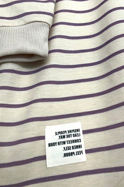 Bold Grup Neva Women's Purple Two Thread Emblem Winter Crew Neck Striped Hijab Tunic Sweatshirt