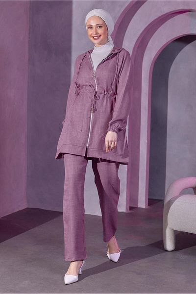 TRENDTESETTÜR WOMEN'S PURPLE (LILA) HOODED PANT SUIT T 9393