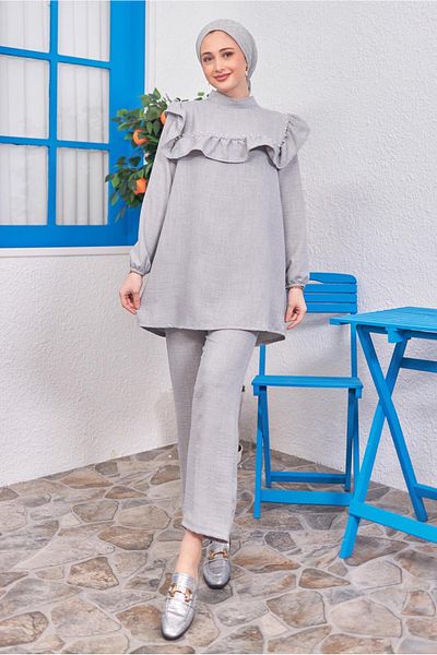 TRENDTESETTÜR بدلة نسائية باللون الرمادي مع بنطلون T 1183
