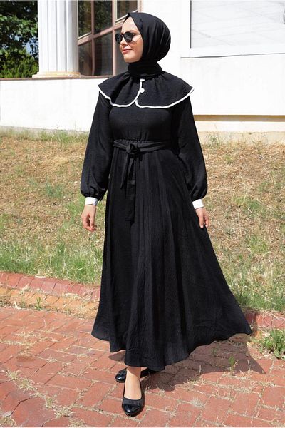 TRENDTESETTÜR Φόρεμα Hijab Black Belted - Γυναικείο T 8806