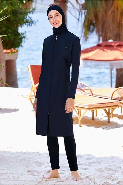 TRENDTESETTÜR Costum de baie Hijab pentru femei de mărime mare - Albastru închis K.Blue T 1250-1