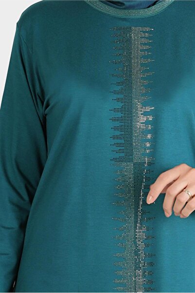 TRENDTESETTÜR Plus Size Blue Stone Printed Blouse - Petrol 20251