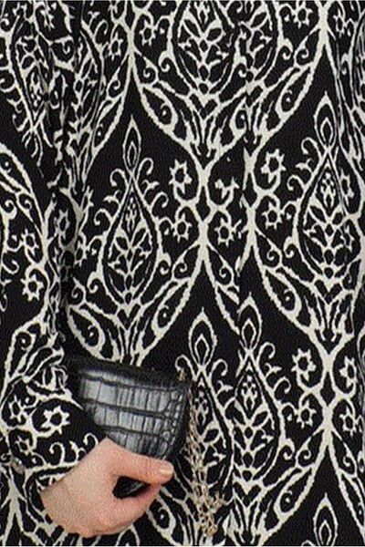 TRENDTESETTÜR Black Patterned Cotton Women's Shirt Tunic - T 2108