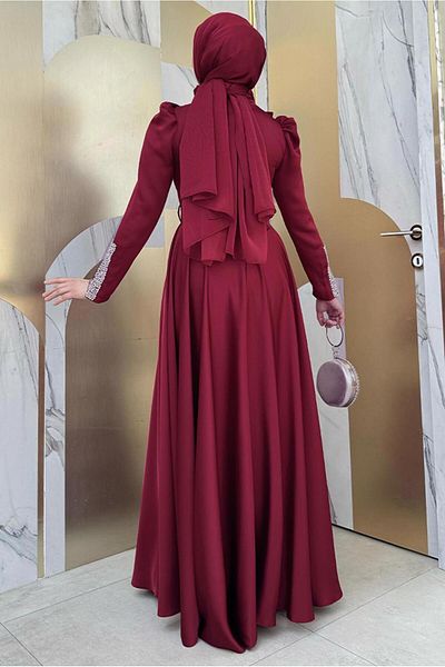 TRENDTESETTÜR Γυναικείο βραδινό φόρεμα Claret Red Stone - T 5511