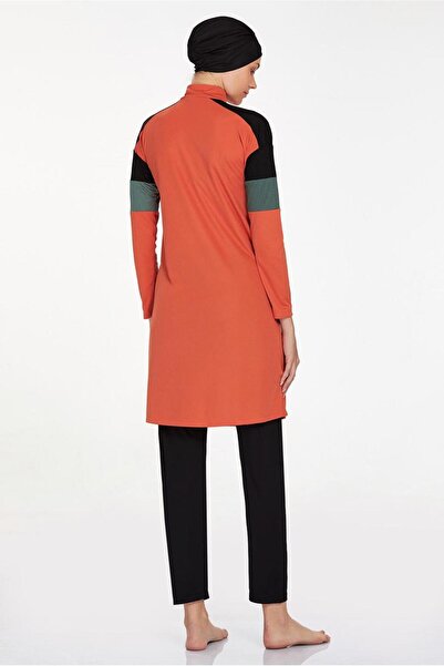 TRENDTESETTÜR Cinnamon Color Zippered Women's Hijab Swimsuit - T 9241