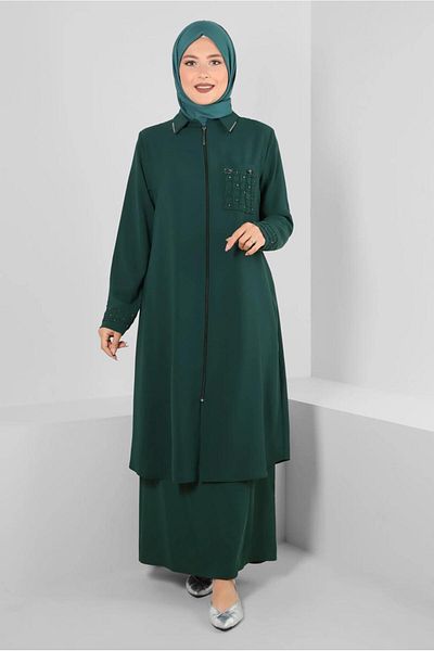 TRENDTESETTÜR Γυναικεία φούστα με στάμπα Green Stone - T 60294