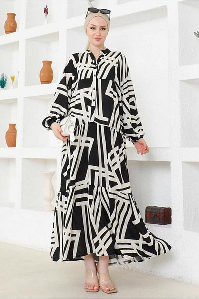 TRENDTESETTÜR Φόρεμα Hijab με μαύρο σχέδιο - Γυναικείο T 5420