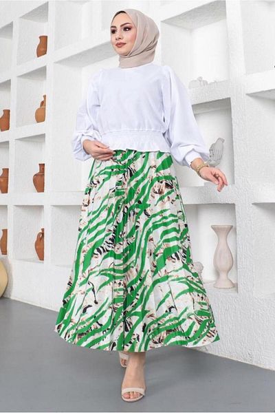 TRENDTESETTÜR ΓΥΝΑΙΚΕΙΑ ΠΡΑΣΙΝΗ ΦΟΥΣΤΑ ΜΕ ΣΧΕΔΙΟ T 5245