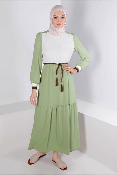 TRENDTESETTÜR Γυναικείο φόρεμα Green and Water Green Διπλό Χρώμα - T 42610